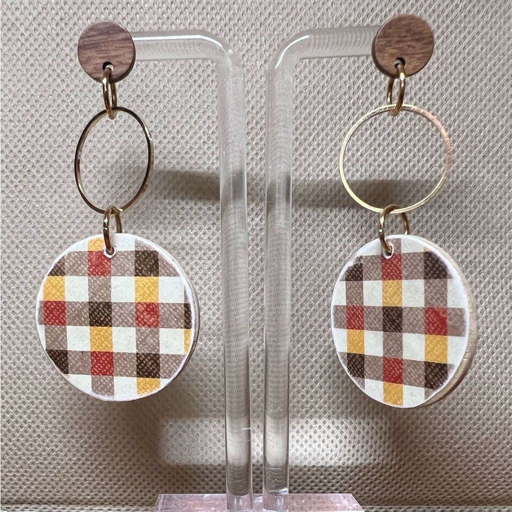 FALL Plaid pattern earrings🍂🍁🍂🍁